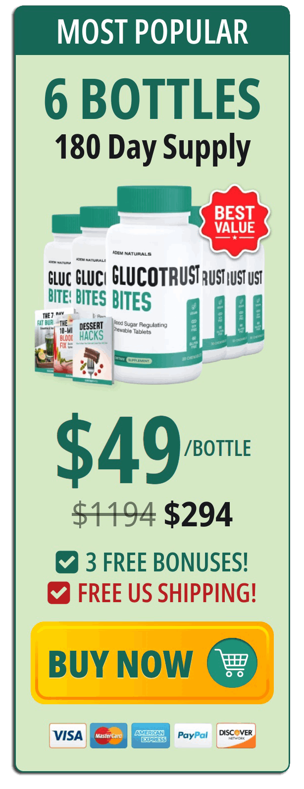 GlucoTrust Bites six bottles price 